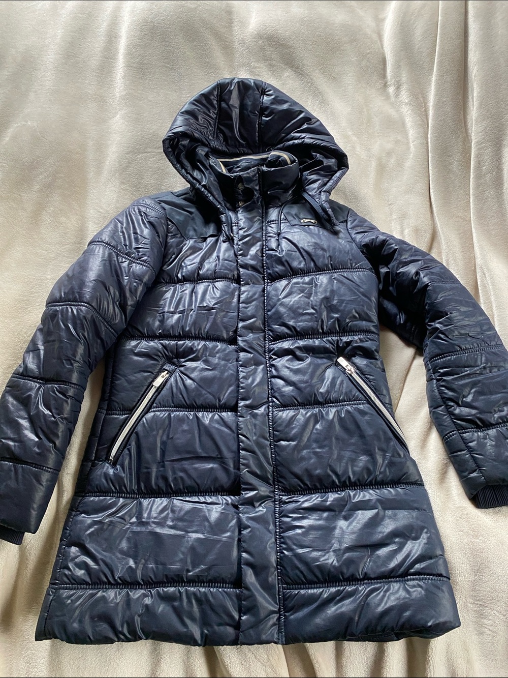 G-Star Women's Dark Navy Hooded Quilted Puffer Coat